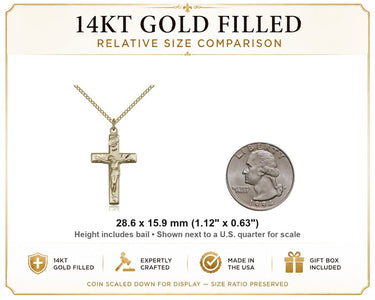 Women's Traditional 14kt Gold Filled Crucifix Necklace – 18″ Chain