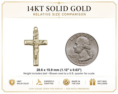 Women's Traditional 14kt Solid Gold Crucifix Pendant