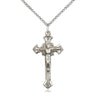Sterling silver medium Catholic crucifix necklace 1 1/8 inch pendant with 18 inch chain by Bliss Manufacturing