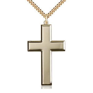 Collar de cruz de oro laminado de 14 quilates extragrande | Dije de 1 7/8 x 1