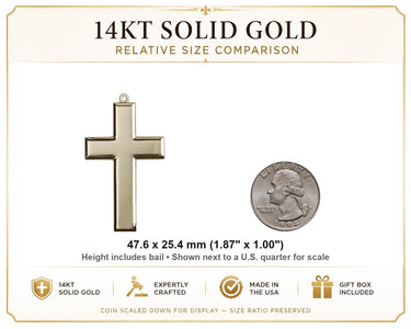 Colgante de cruz extragrande de oro macizo de 14 quilates | 4,76 x 2,54 cm | Hecho a mano en EE. UU. por Bliss