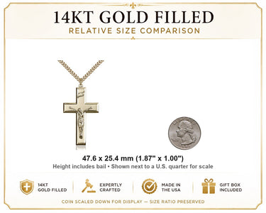 14kt Gold Filled Extra Large Catholic Crucifix Necklace | 1 7/8 x 1 Pendant | 24" Chain | USA Made by Bliss