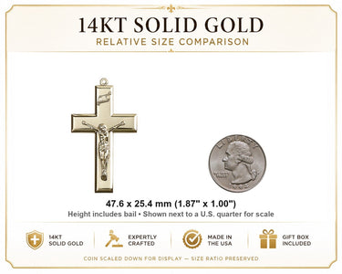 14kt Solid Gold High Polish Crucifix Pendant for Men