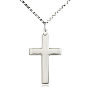Collar de cruz mediana de plata de ley | 2,8 x 1,6 cm | Cadena de 45 cm | Hecho en EE. UU. por Bliss