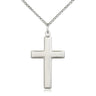 Sterling silver medium cross necklace 1 1/8 x 5/8 inches on 18 inch lite curb chain by Bliss Manufacturing