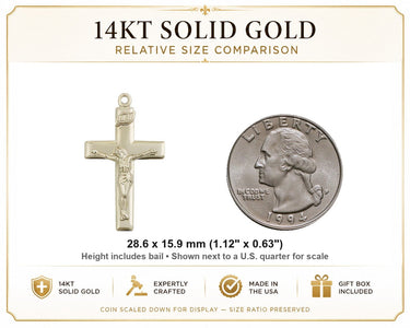 Women's 14kt Solid Gold Piano Finish Crucifix Pendant