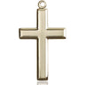 14kt solid gold large Catholic cross pendant, 1 3/8 x 3/4 inches, handcrafted by Bliss Manufacturing USA