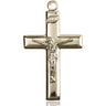 Large 14kt Solid Gold Catholic Crucifix Pendant 1 3/8 x 3/4 inches handcrafted in USA by Bliss Manufacturing