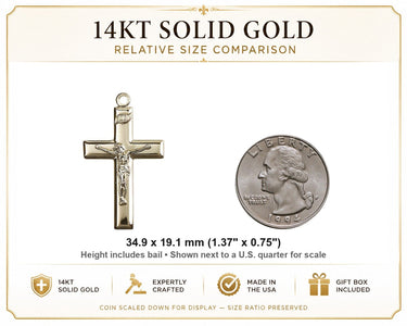 14kt Solid Gold Traditional High-Polish Crucifix Pendant