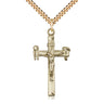 Large 14kt Gold Filled Catholic Crucifix Necklace 1 3/8 x 3/4 inches with 24 inch curb chain by Bliss USA