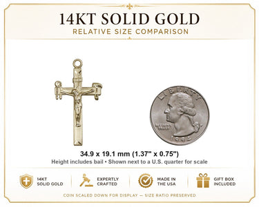 Large 14kt Solid Gold Carpenter Crucifix Pendant for Men