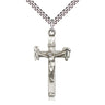 Large Sterling Silver Catholic Crucifix Necklace 1 3/8 x 3/4 inches with 24 inch curb chain by Bliss USA