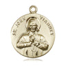 14kt solid gold St. John Vianney medal pendant 1 inch by 7/8 inch handmade by Bliss Manufacturing USA