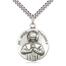 Sterling Silver St. John Vianney Patron Saint Medal Necklace 1 x 7/8 inches with 24 inch chain by Bliss