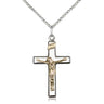 Two-tone gold filled and sterling silver Catholic crucifix necklace with 18 inch chain by Bliss