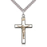 Large two-tone gold filled and sterling silver Catholic crucifix necklace with 24 inch chain by Bliss