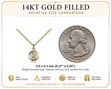 14kt Gold Filled Small St. Elizabeth Ann Seton Medal Necklace | 3/8" x 1/4" | 18" Chain | USA Made by Bliss