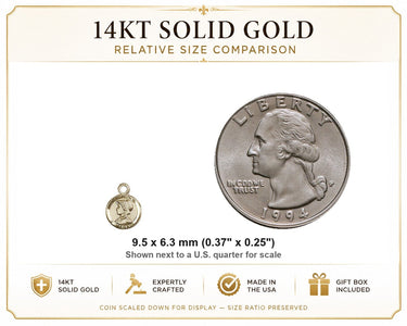 14kt Solid Gold Small St. Elizabeth Ann Seton Medal Pendant | 3/8" x 1/4" | USA Made by Bliss