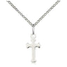 Sterling silver small Catholic cross necklace with 1/2 by 1/4 inch pendant on 18 inch curb chain by Bliss