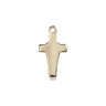 14kt solid gold small slim cross pendant 5/8 x 1/4 inches handcrafted in USA by Bliss Manufacturing