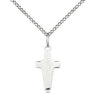 Sterling silver small slim cross necklace 5/8 x 1/4 inches with 18 inch curb chain handcrafted by Bliss
