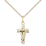 Small 14kt Gold Filled Catholic Cross Necklace with 5/8 x 3/8 inch pendant on 18 inch lite curb chain by Bliss Manufacturing