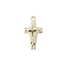 14kt solid gold small Catholic cross pendant 5/8 x 1/4 inch handcrafted in USA by Bliss Manufacturing