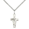 Sterling silver small Catholic cross necklace 5/8 x 3/8 inch with 18 inch lite curb chain by Bliss