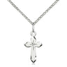 Small Sterling Silver Catholic Cross Necklace 5/8x3/8 inches on 18 inch chain by Bliss Manufacturing