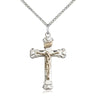 Two-tone gold filled sterling silver medium crucifix necklace 1.125 inch pendant 18 inch chain Bliss