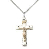 Two-tone gold filled sterling silver medium crucifix necklace 1.125 x 0.625 inch pendant 18 inch chain Bliss