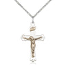 Two-Tone Gold Filled Sterling Silver Medium Catholic Crucifix Necklace 1 1/8 x 5/8 inches on 18 inch chain by Bliss Manufacturing