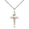 Two-tone gold filled and sterling silver medium Catholic crucifix necklace with 18 inch chain by Bliss
