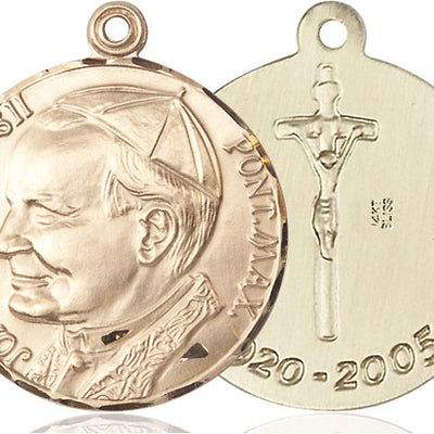 14kt Solid Gold Large St. John Paul II Medal Pendant | 1 1/4" x 1 1/8" | USA Made by Bliss