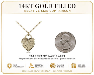 14kt Gold Filled Medium St. Michael the Archangel Patron Saint Medal Necklace | 3/4" x 5/8" | 18" Chain | USA Made by Bliss