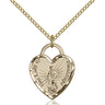 14kt gold filled Our Lady of Guadalupe heart medal necklace 3/4 x 5/8 inches on 18 inch curb chain by Bliss