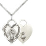 Sterling silver Our Lady of Guadalupe heart necklace 3/4 x 5/8 with 18 inch curb chain by Bliss USA