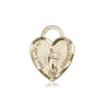 14kt Solid Gold Our Lady of Guadalupe Heart Medal Pendant 3/4 x 5/8 inches by Bliss Manufacturing