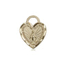 14kt Solid Gold Small Miraculous Heart Medal Pendant 5/8 x 1/2 inch by Bliss Manufacturing