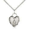 Small sterling silver Miraculous Medal heart pendant necklace with 18 inch chain handcrafted by Bliss