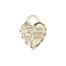 14kt solid gold St. Michael heart medal pendant, 5/8 by 1/2 inch, small delicate design, handcrafted by Bliss
