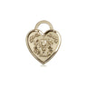 14kt Solid Gold small Catholic Communion heart medal pendant 5/8 inch by Bliss Manufacturing USA