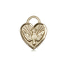 14kt Solid Gold Confirmation Heart Medal Pendant 5/8 x 1/2 inches Handcrafted by Bliss Manufacturing