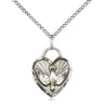 Sterling Silver Small Confirmation Heart Pendant Necklace 5/8 x 1/2 inch on 18 inch Curb Chain by Bliss Manufacturing