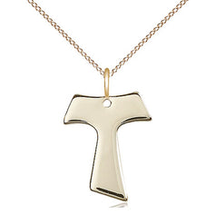 14kt Gold Filled Catholic Tau Cross Necklace 3/4 inch pendant with 18 inch chain by Bliss Manufacturing