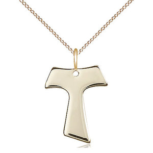 14kt Gold Filled Medium Catholic Tau Cross Necklace | 3/4