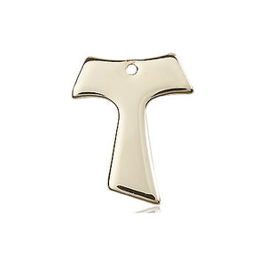 14kt Solid Gold Medium Tau Cross Pendant | 3/4