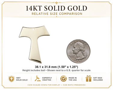 14kt Solid Gold Large Tau Cross Pendant | 1 1/2" x 1 1/4" | Handcrafted in USA by Bliss