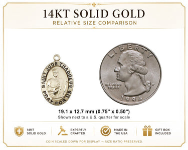 14kt Solid Gold St. Jude Medal 3/4 x 1/2 | Patron Saint Pendant | Handcrafted USA | Bliss