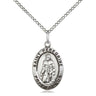 Sterling Silver St. Peregrine Medal Necklace three quarters inch by half inch pendant on 18 inch chain by Bliss